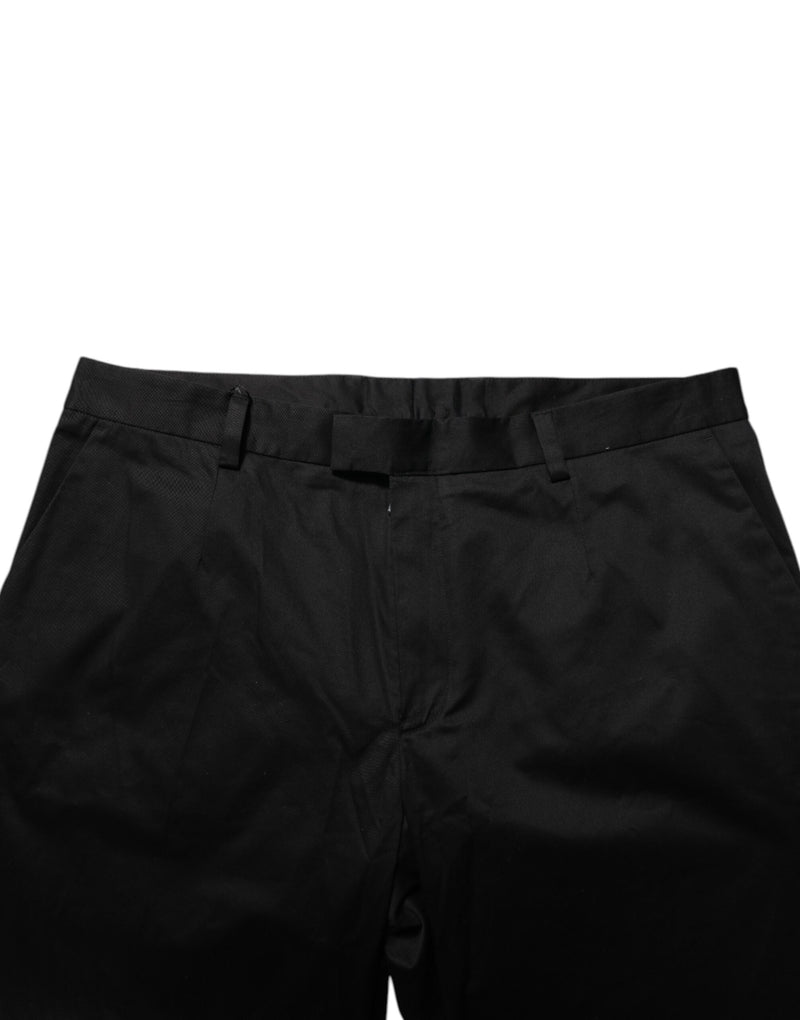 Dolce & Gabbana Black Cotton Stretch Casual Trouser Pants