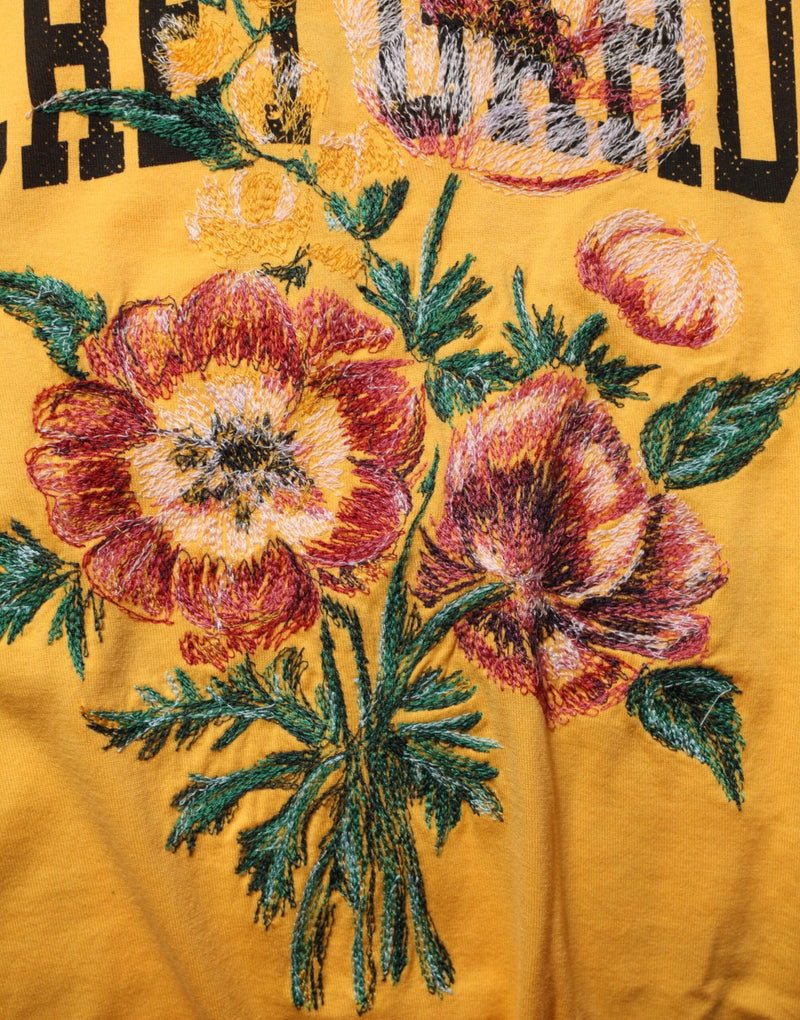 Dolce & Gabbana T-shirt gialla in cotone a girocollo con stampa floreale Secret Graden