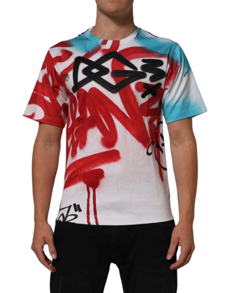 Dolce & Gabbana T-shirt bianca a maniche corte e girocollo con graffiti