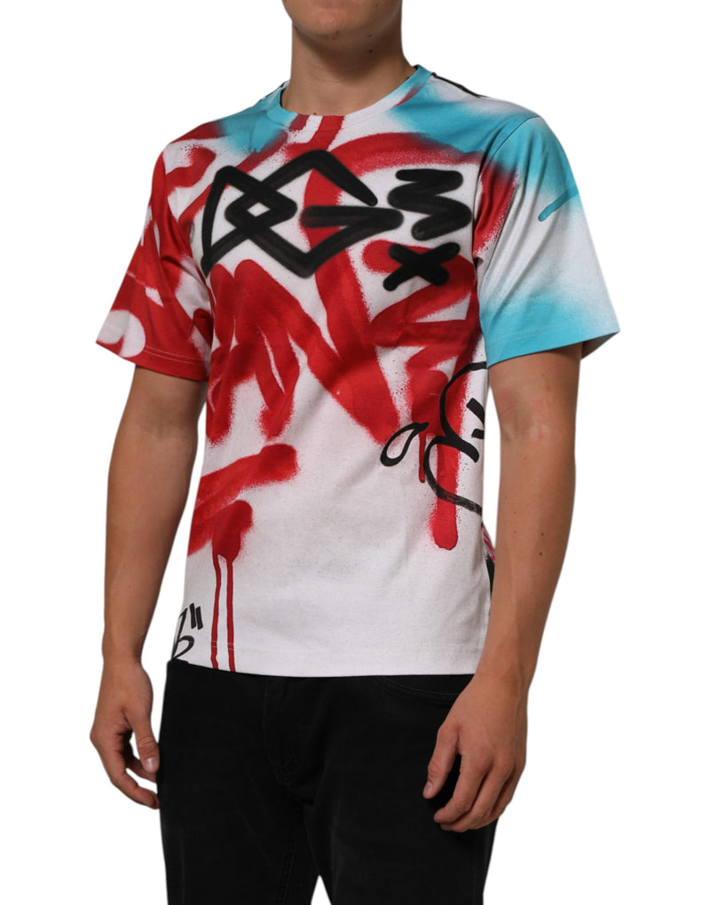 Dolce & Gabbana T-shirt bianca a maniche corte e girocollo con graffiti