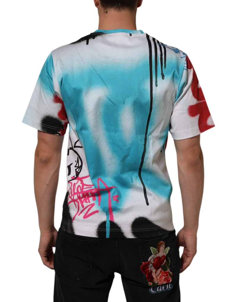 Dolce & Gabbana T-shirt bianca a maniche corte e girocollo con graffiti