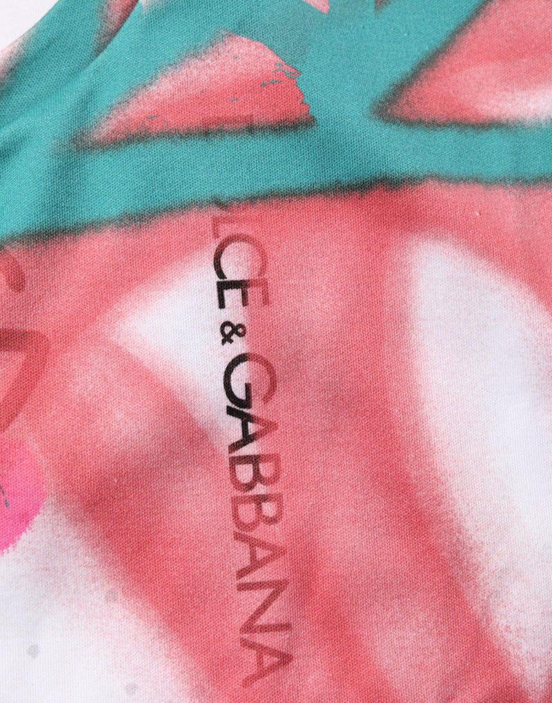 T-shirt blanc à manches courtes et col rond à imprimé graffiti Dolce & Gabbana