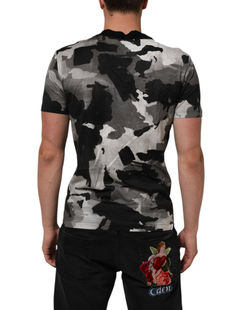 Camiseta masculina multicolorida de manga curta com estampa camuflada Dolce & Gabbana