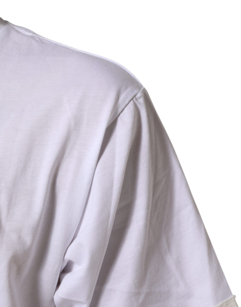 Camiseta de algodón blanca con estampado gráfico y cuello redondo de Dolce & Gabbana