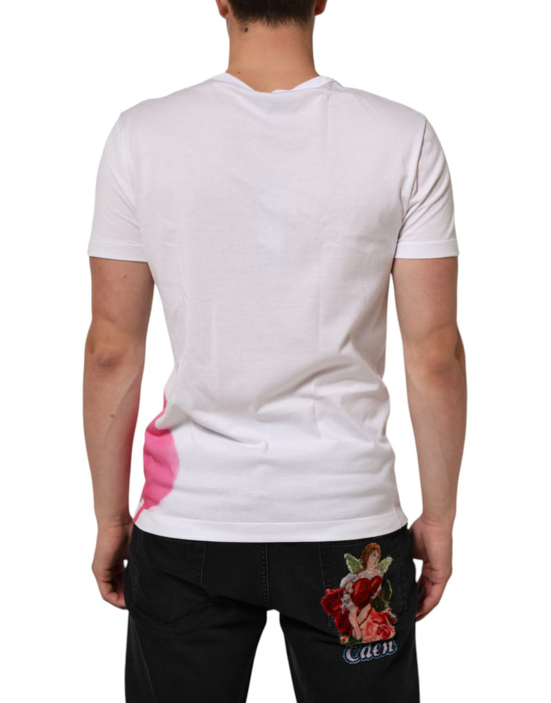 Dolce & Gabbana White Graphic Print Cotton Crew Neck T-shirt