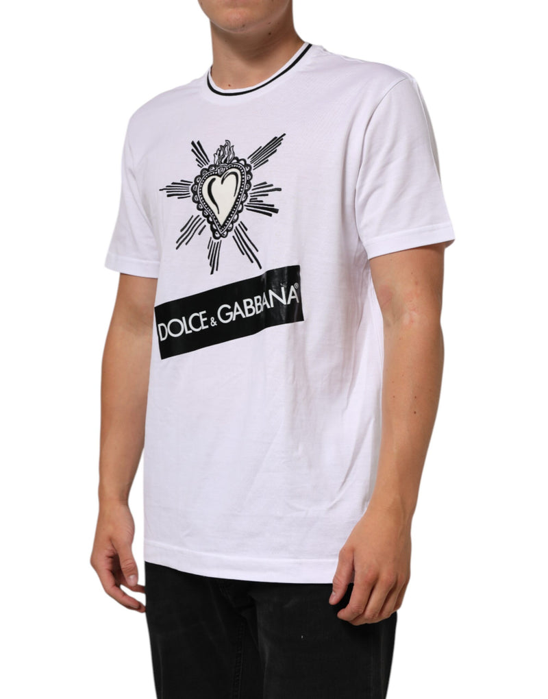 T-shirt à manches courtes pour homme Dolce & Gabbana blanc avec cœur sacré