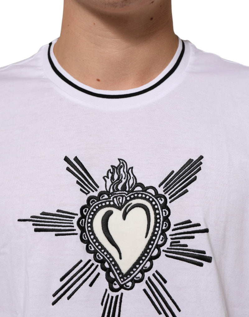 T-shirt à manches courtes pour homme Dolce & Gabbana blanc avec cœur sacré