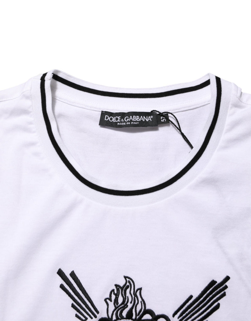 T-shirt à manches courtes pour homme Dolce & Gabbana blanc avec cœur sacré