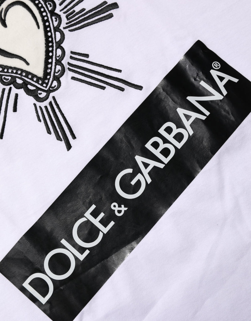 T-shirt à manches courtes pour homme Dolce & Gabbana blanc avec cœur sacré