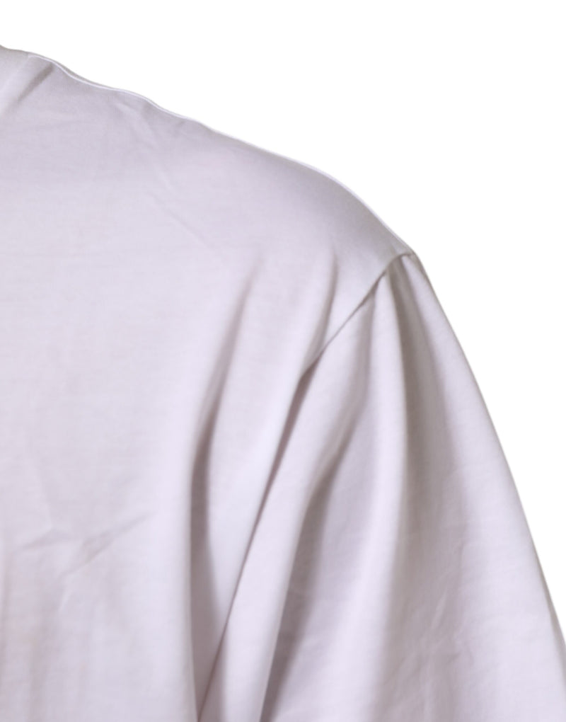 Camiseta masculina branca Dolce & Gabbana de algodão, gola redonda e estampa do logotipo