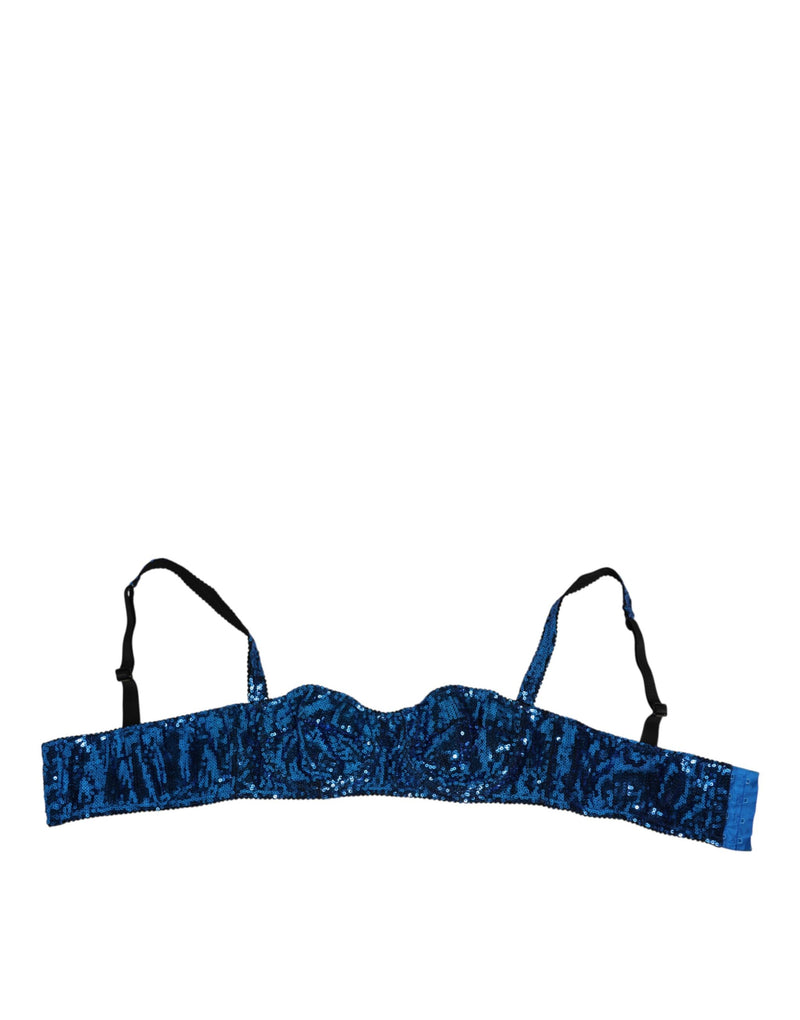 Reggiseno a balconcino Dolce & Gabbana blu con paillettes
