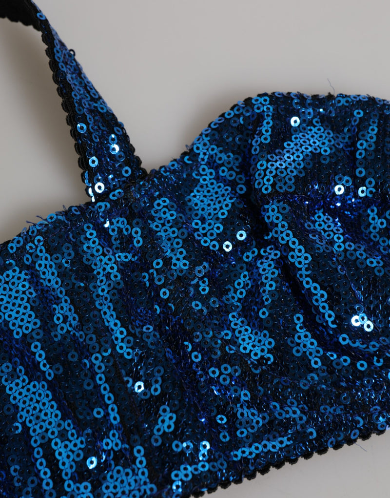 Reggiseno a balconcino Dolce & Gabbana blu con paillettes