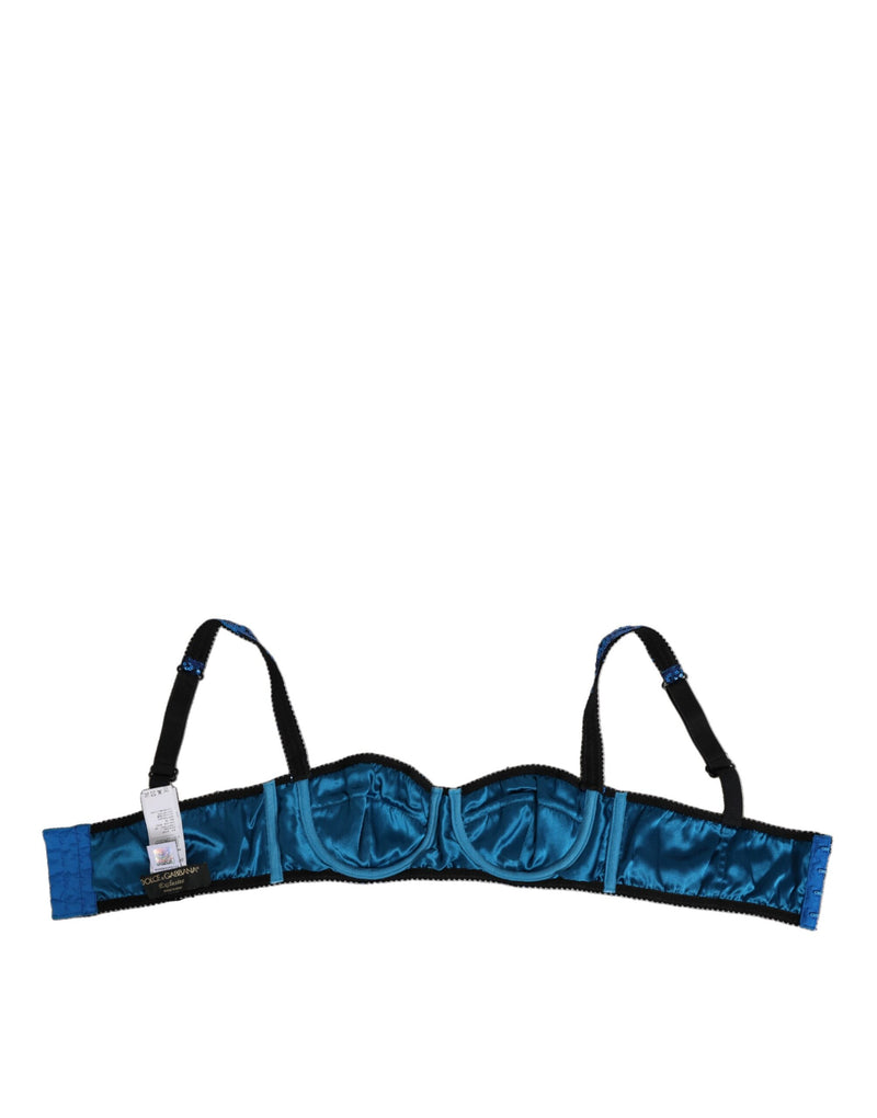 Reggiseno a balconcino Dolce & Gabbana blu con paillettes