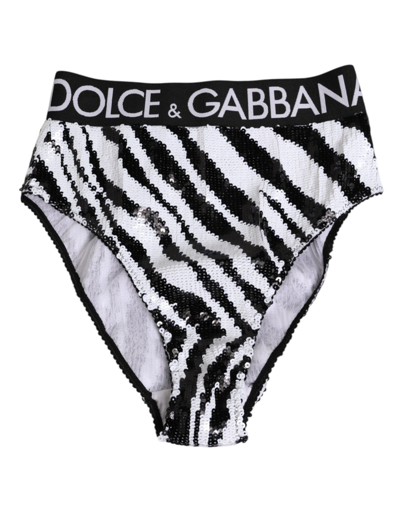 Slip a vita alta Dolce & Gabbana bianco e nero a righe
