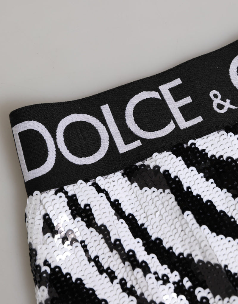 Slip a vita alta Dolce & Gabbana bianco e nero a righe
