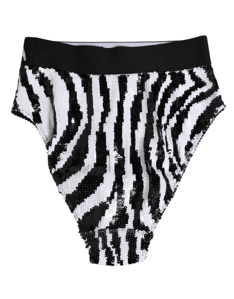 Slip a vita alta Dolce & Gabbana bianco e nero a righe