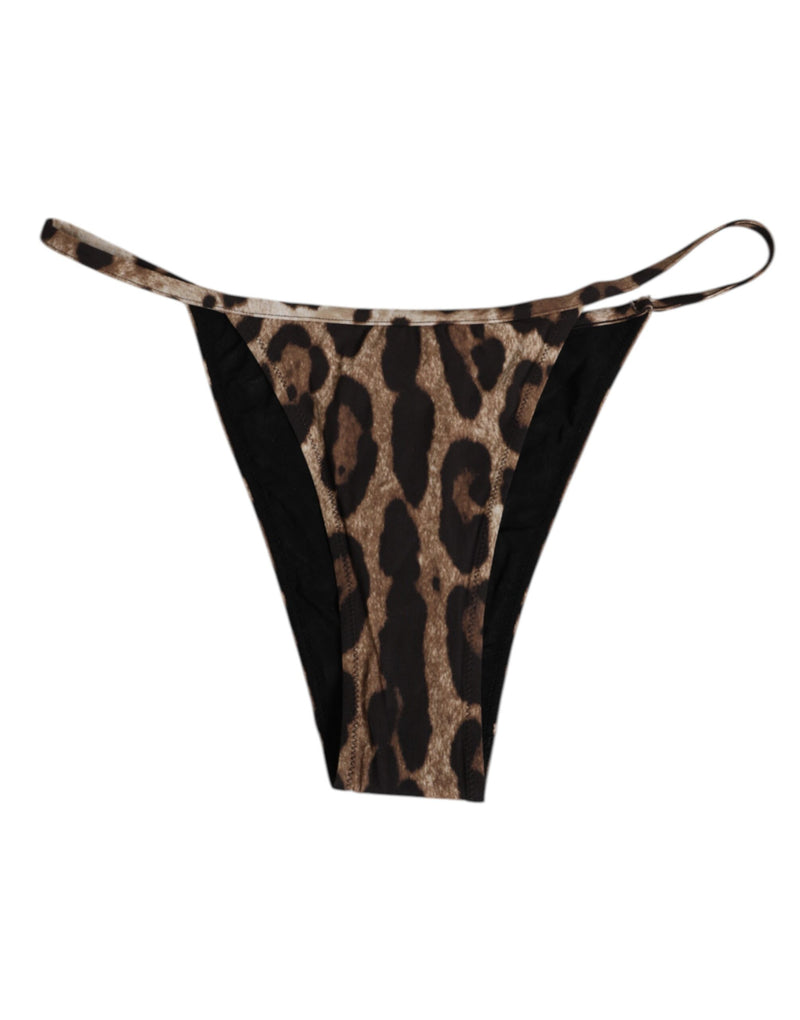 Culotte tanga triangle Dolce & Gabbana marron à imprimé léopard