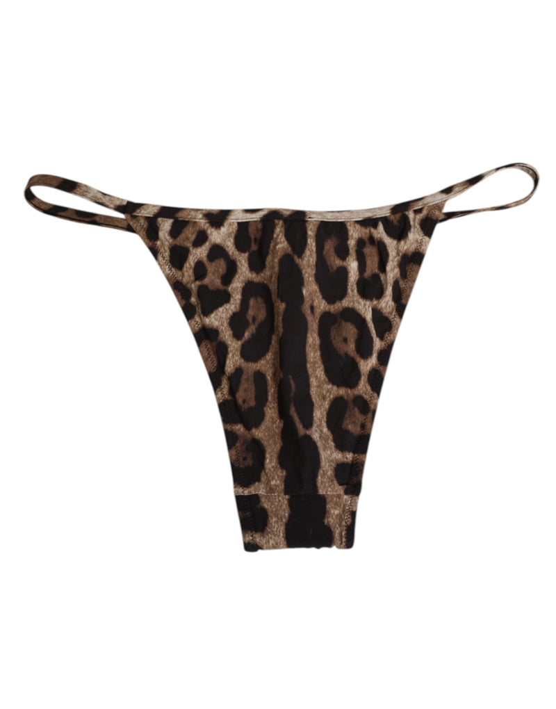 Culotte tanga triangle Dolce & Gabbana marron à imprimé léopard