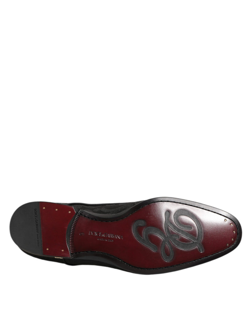Sapatos sociais derby masculinos de brocado preto com cadarço da Dolce & Gabbana
