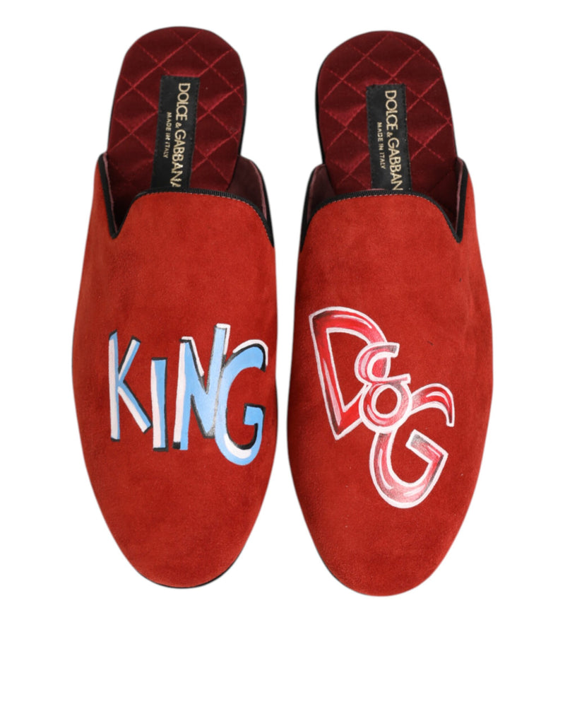 Zapatillas de estar por casa rojas de ante DG King para hombre de Dolce & Gabbana