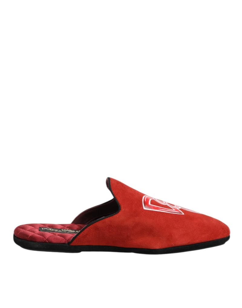 Zapatillas de estar por casa rojas de ante DG King para hombre de Dolce & Gabbana