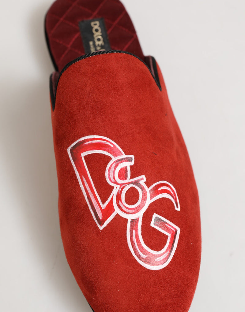 Zapatillas de estar por casa rojas de ante DG King para hombre de Dolce & Gabbana