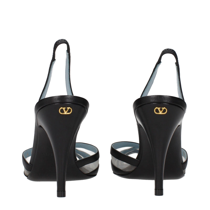 Valentino Garavani Black Leather High Heel Pumps