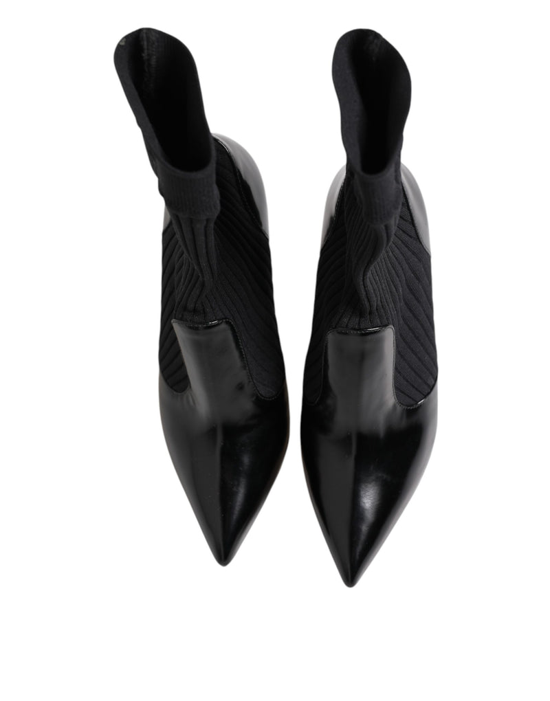 Dolce & Gabbana Black Stretch Stilettos Booties Socks Shoes