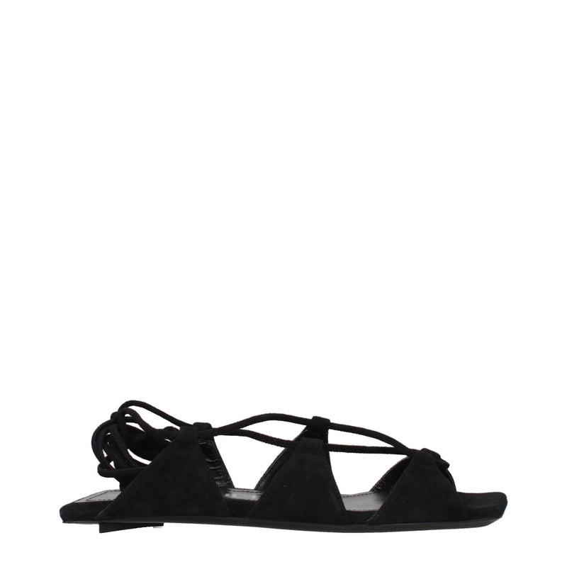 Sandales plates en cuir noir The Attico
