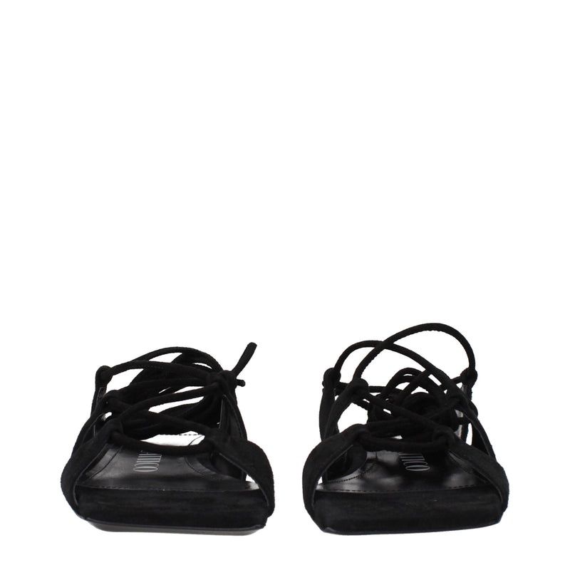 Sandales plates en cuir noir The Attico