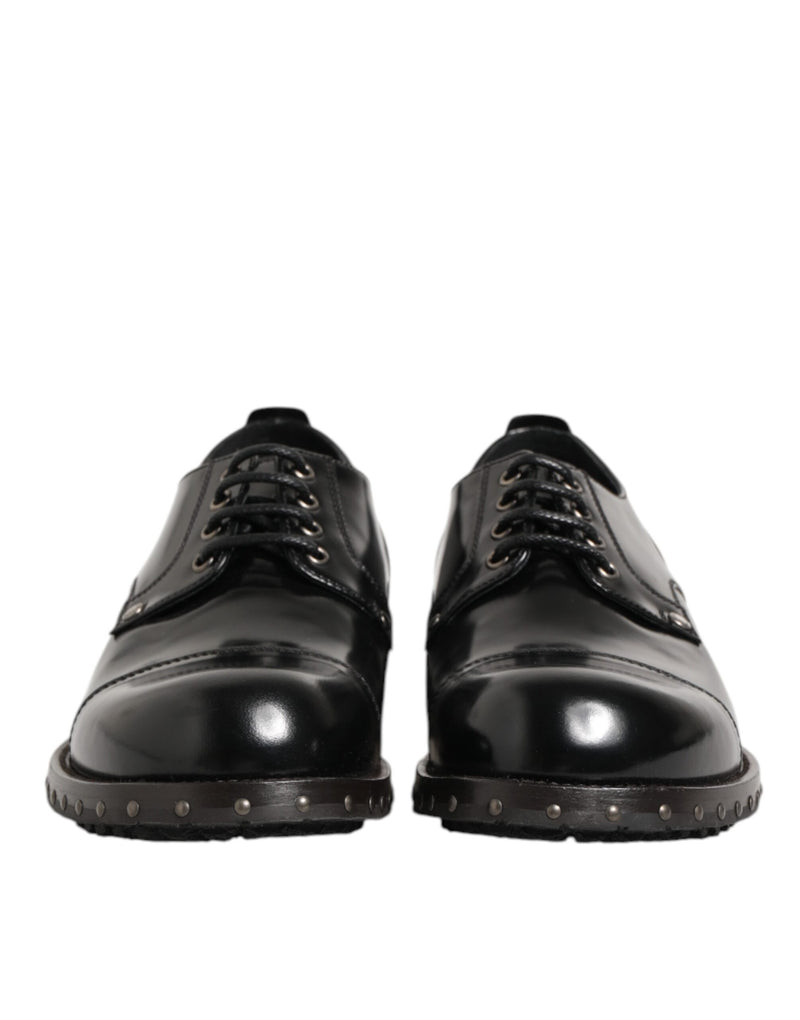 Chaussures derby habillées pour homme en cuir noir clouté Dolce & Gabbana