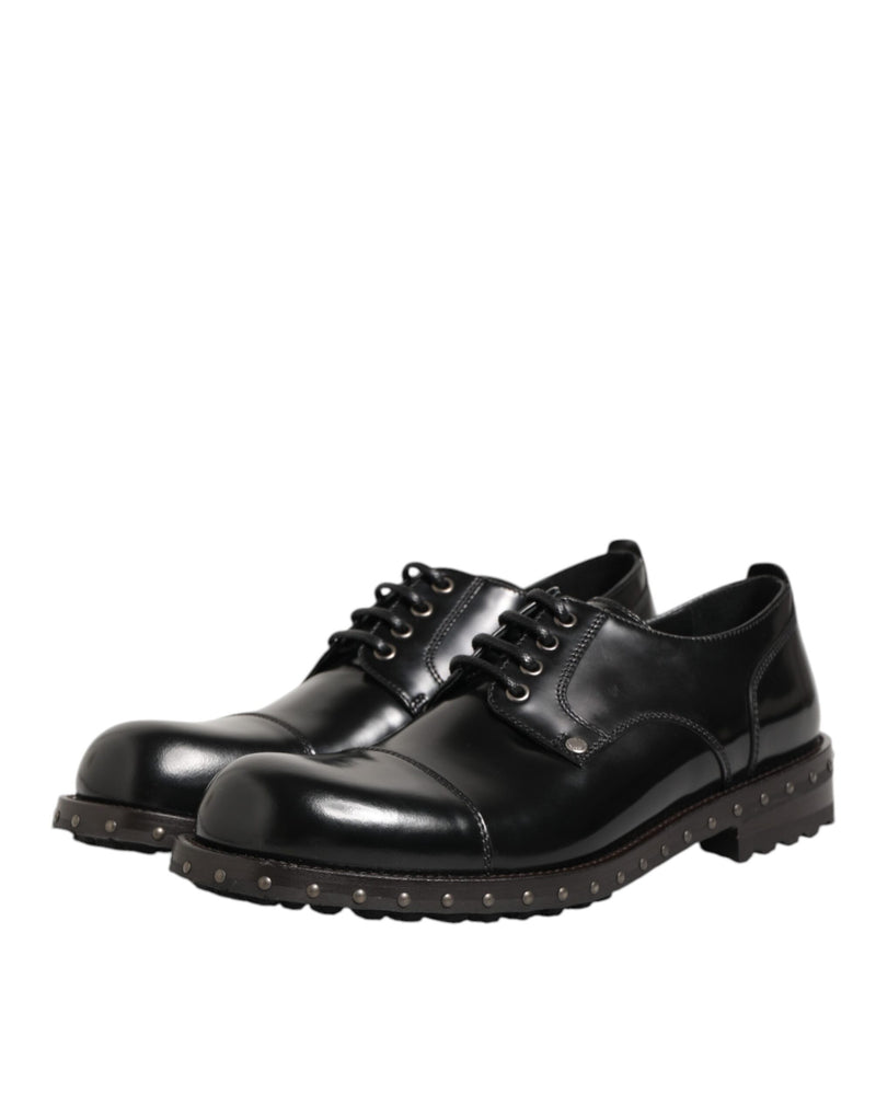 Chaussures derby habillées pour homme en cuir noir clouté Dolce & Gabbana