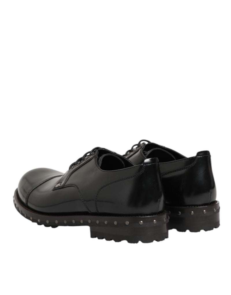 Chaussures derby habillées pour homme en cuir noir clouté Dolce & Gabbana