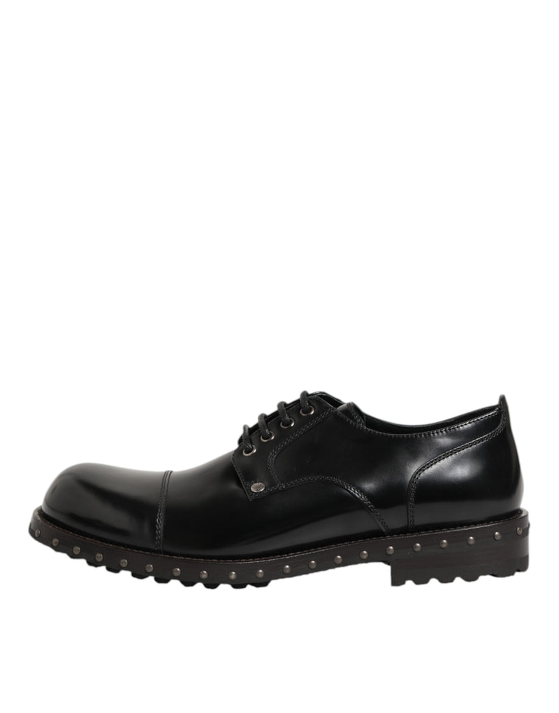 Chaussures derby habillées pour homme en cuir noir clouté Dolce & Gabbana