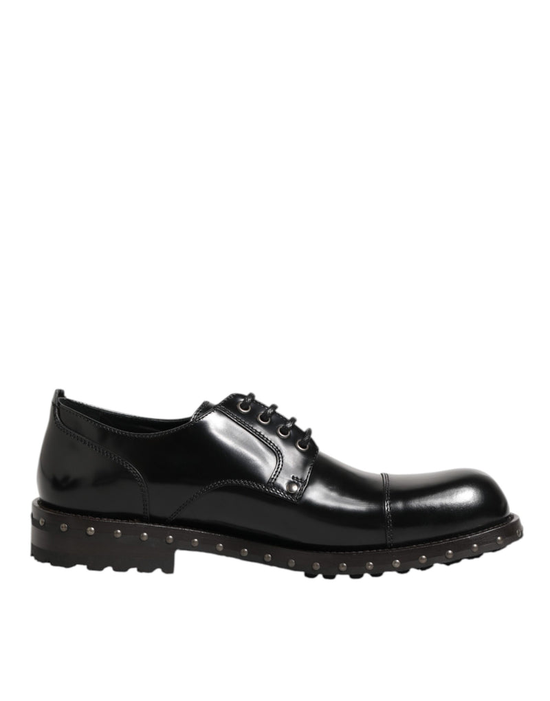 Chaussures derby habillées pour homme en cuir noir clouté Dolce & Gabbana