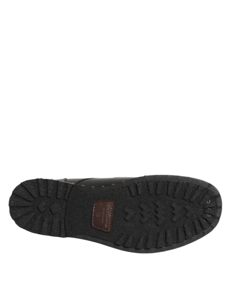 Chaussures derby habillées pour homme en cuir noir clouté Dolce & Gabbana