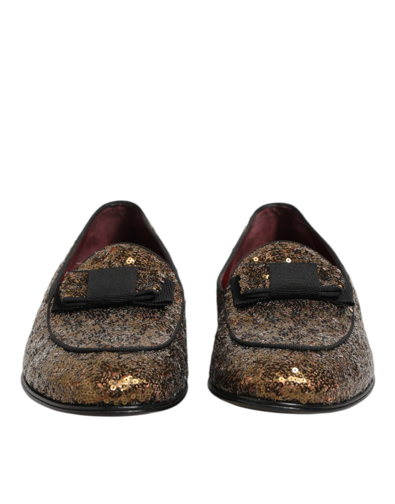 Mocassini eleganti da uomo slip-on con paillettes dorate Dolce & Gabbana