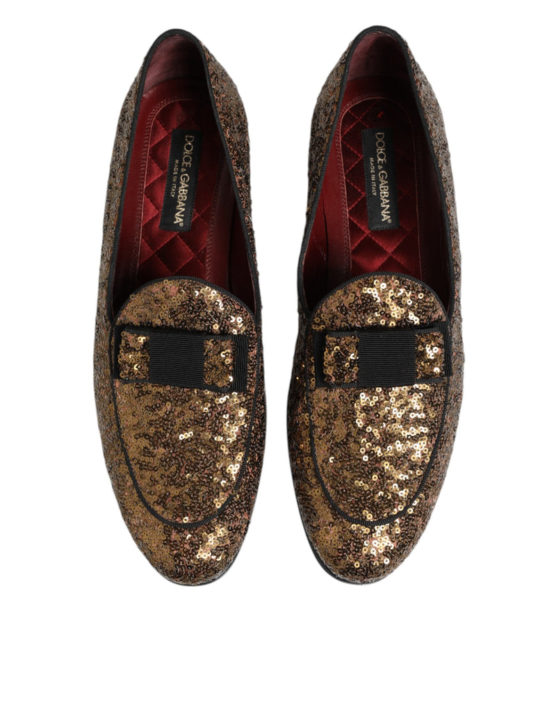 Mocassini eleganti da uomo slip-on con paillettes dorate Dolce & Gabbana