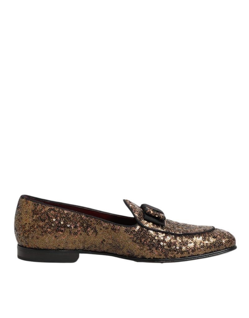Mocassini eleganti da uomo slip-on con paillettes dorate Dolce & Gabbana