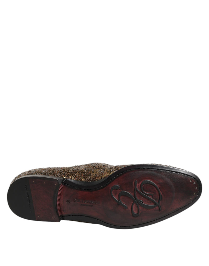 Mocassini eleganti da uomo slip-on con paillettes dorate Dolce & Gabbana