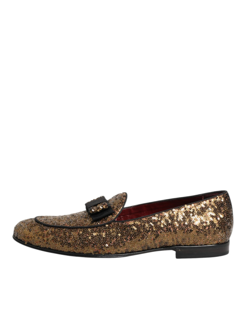 Mocassini eleganti da uomo slip-on con paillettes dorate Dolce & Gabbana