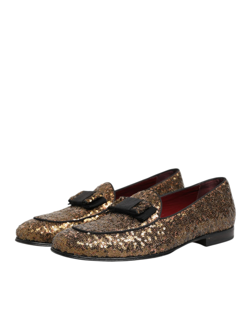 Mocassini eleganti da uomo slip-on con paillettes dorate Dolce & Gabbana