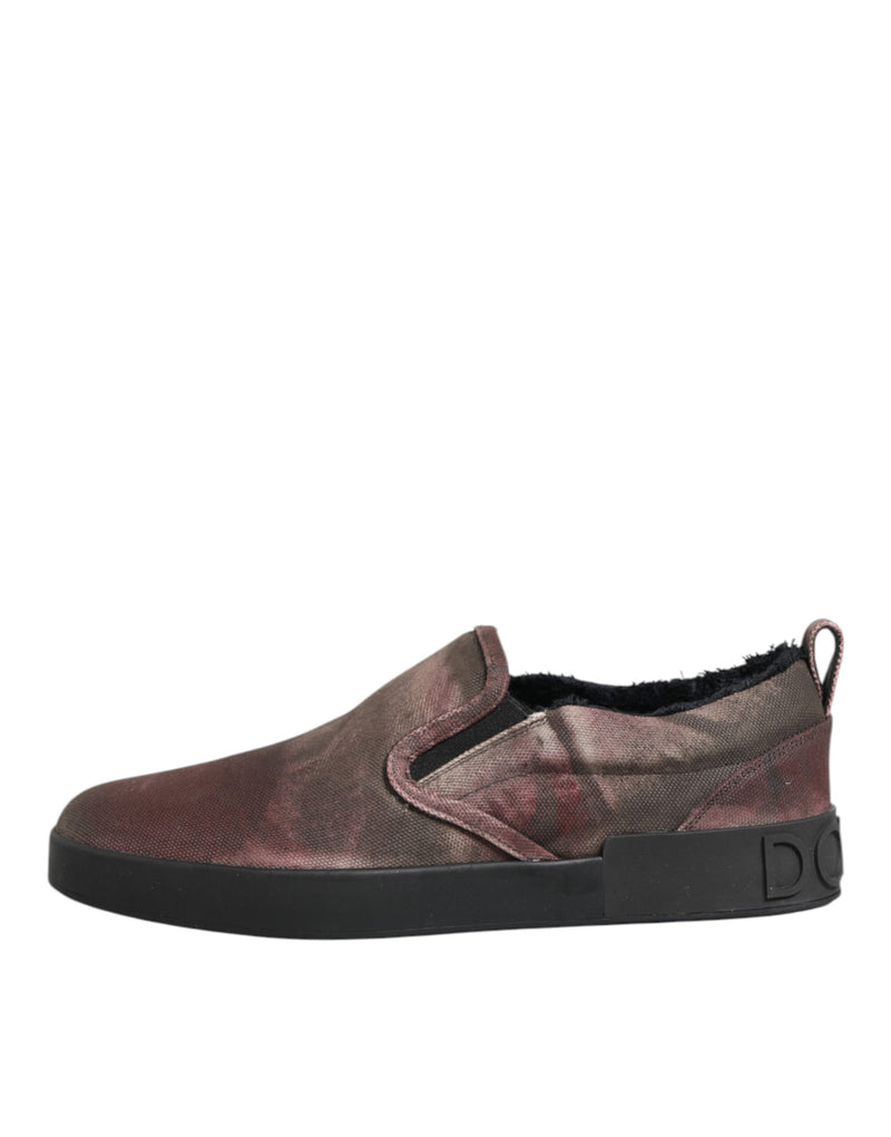Dolce & Gabbana Multicolor Cotton Low Top Slip On Men Sneakers Shoes