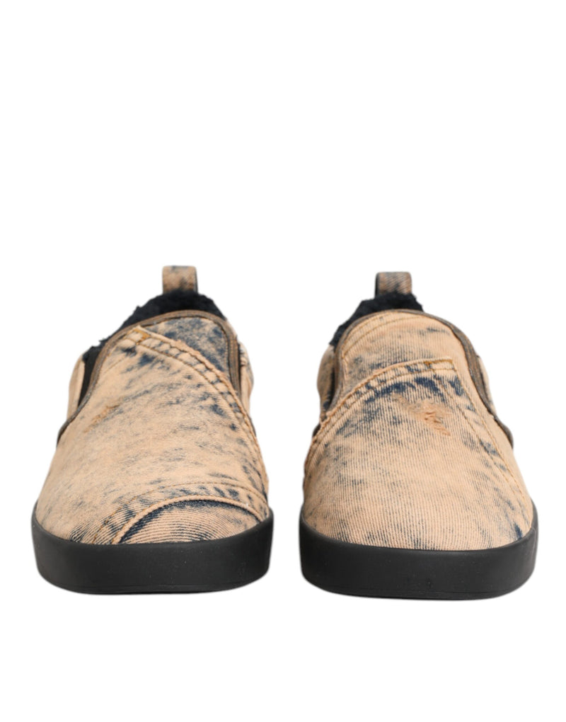 Baskets basses à enfiler Dolce & Gabbana beiges en coton