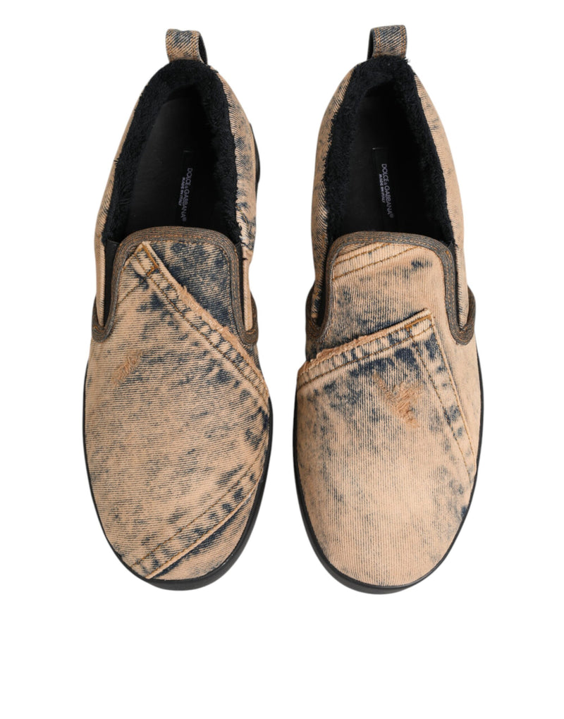 Baskets basses à enfiler Dolce & Gabbana beiges en coton