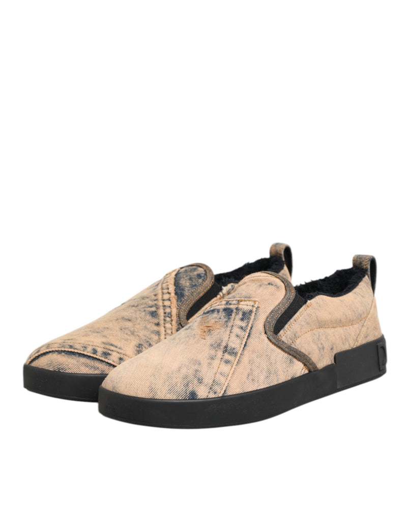 Baskets basses à enfiler Dolce & Gabbana beiges en coton