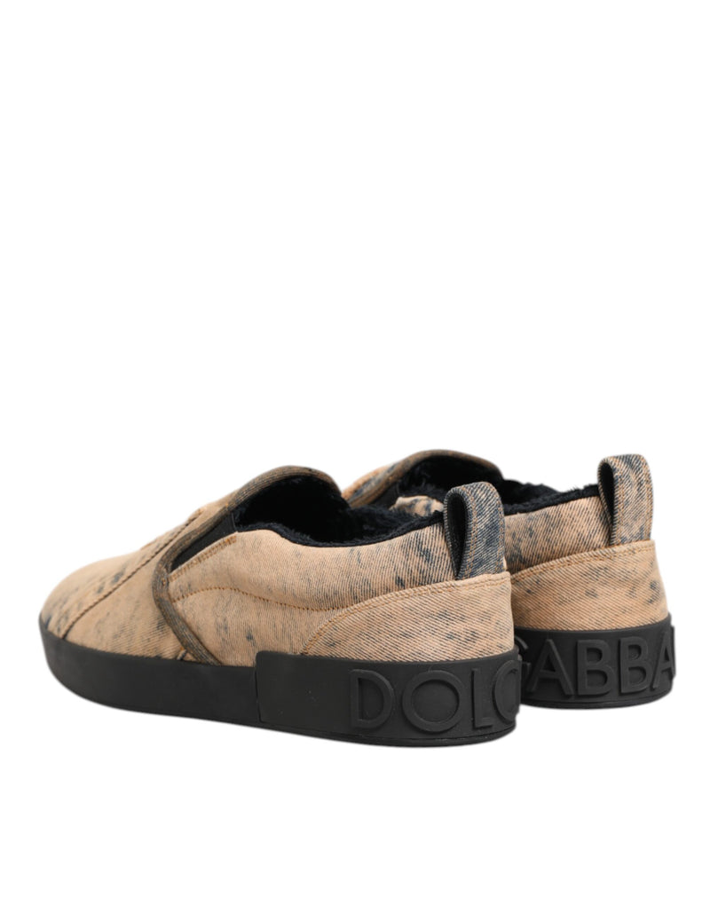 Baskets basses à enfiler Dolce & Gabbana beiges en coton