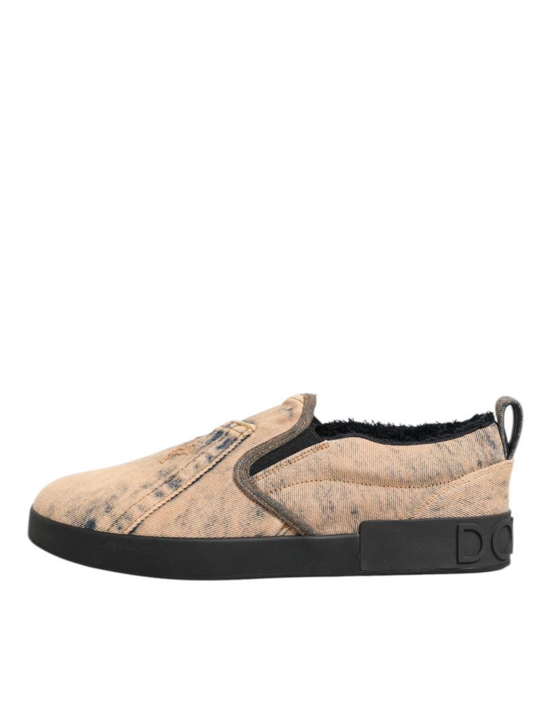 Baskets basses à enfiler Dolce & Gabbana beiges en coton