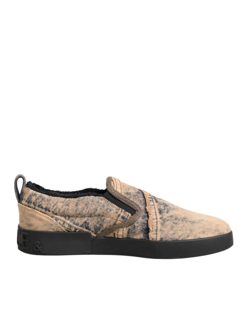 Baskets basses à enfiler Dolce & Gabbana beiges en coton