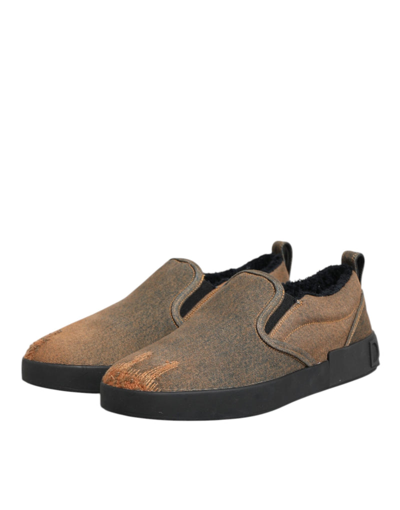 Baskets basses à enfiler Dolce & Gabbana marron en coton